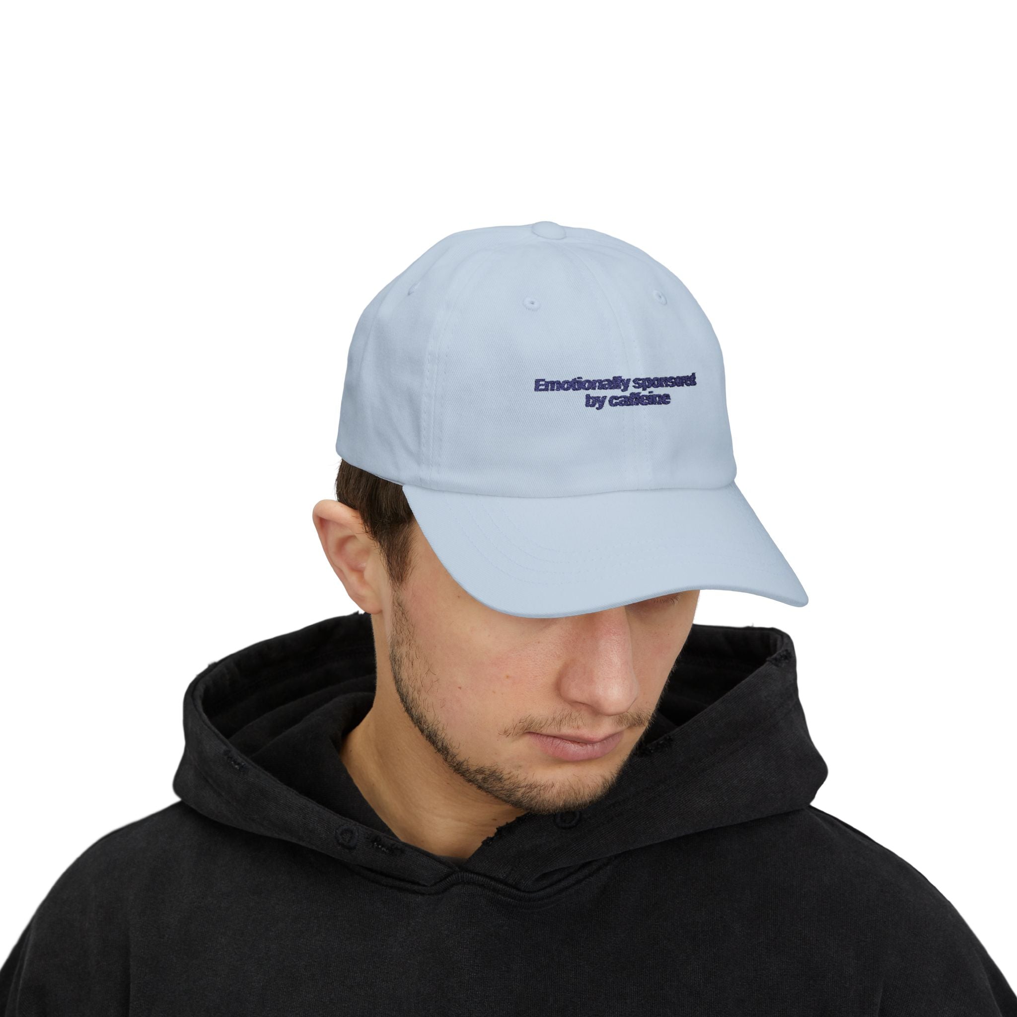 "Emotionally Sponsored by Caffeine" Embroidered Baseball Hat